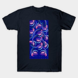 Unicellular organism, psychedelic composition on blue T-Shirt